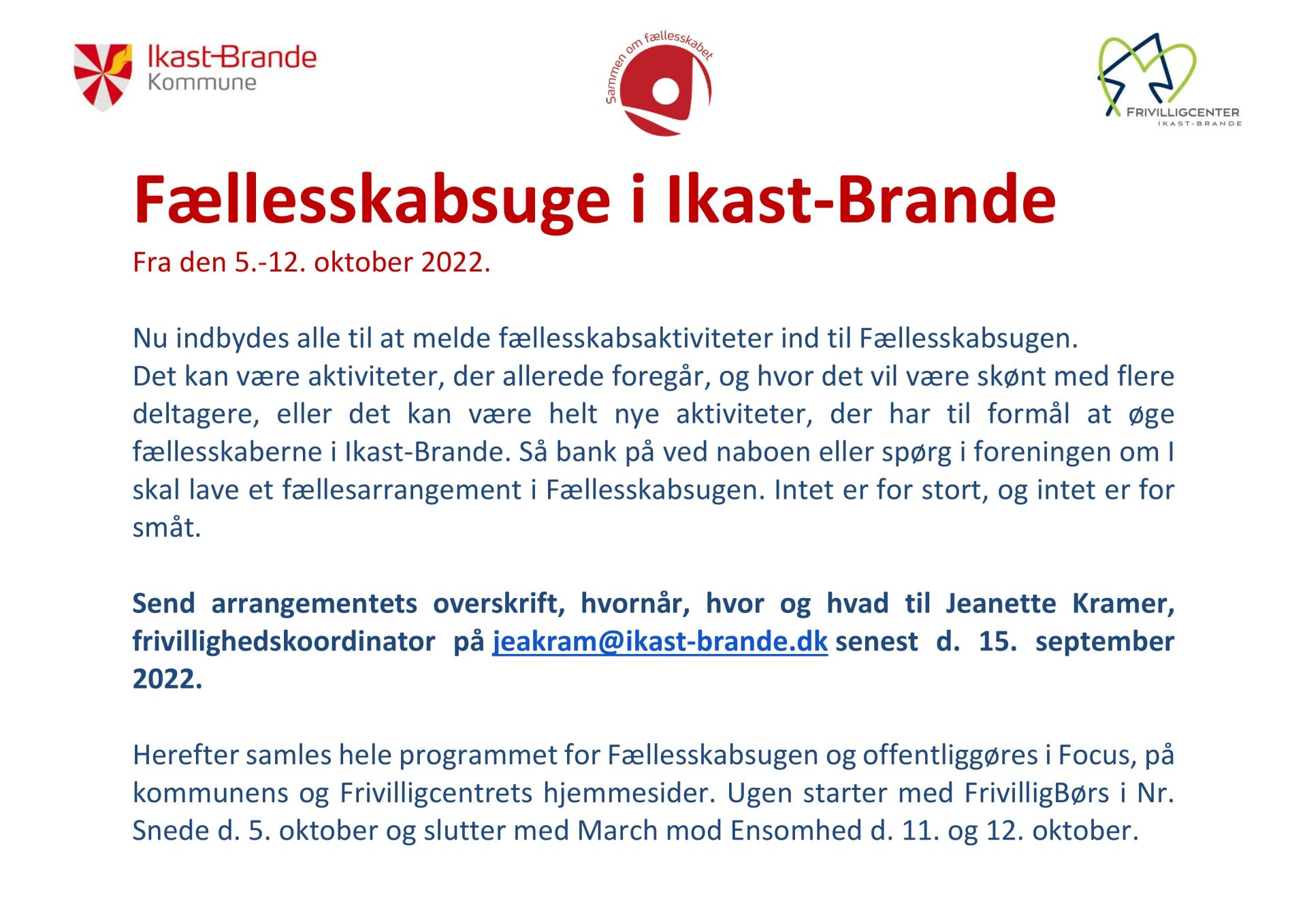 Fællesskabsuge i Ikast-Brande (5. – 12. oktober 2022)