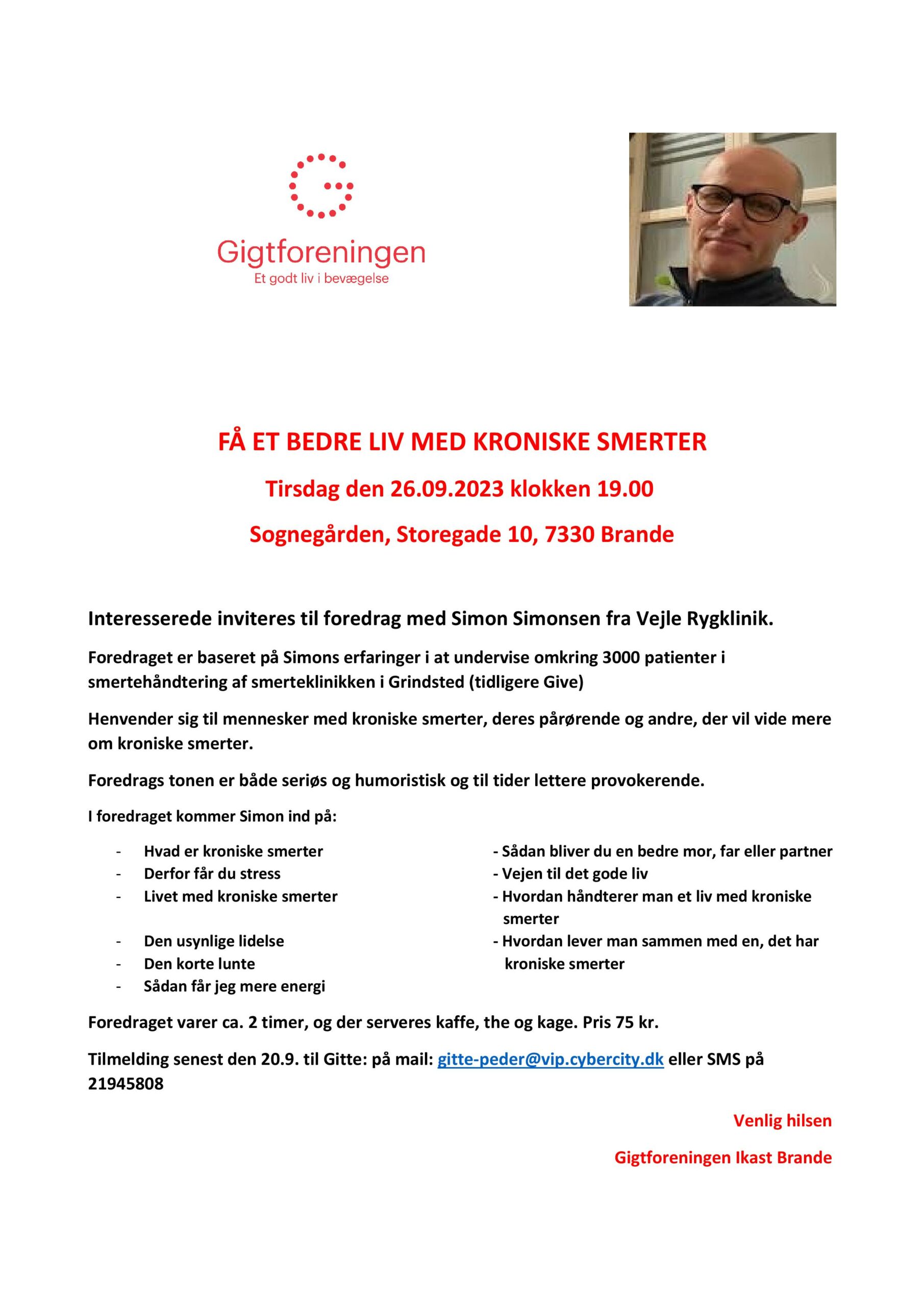 Gigtforeningen Ikast-Brande inviterer til foredrag