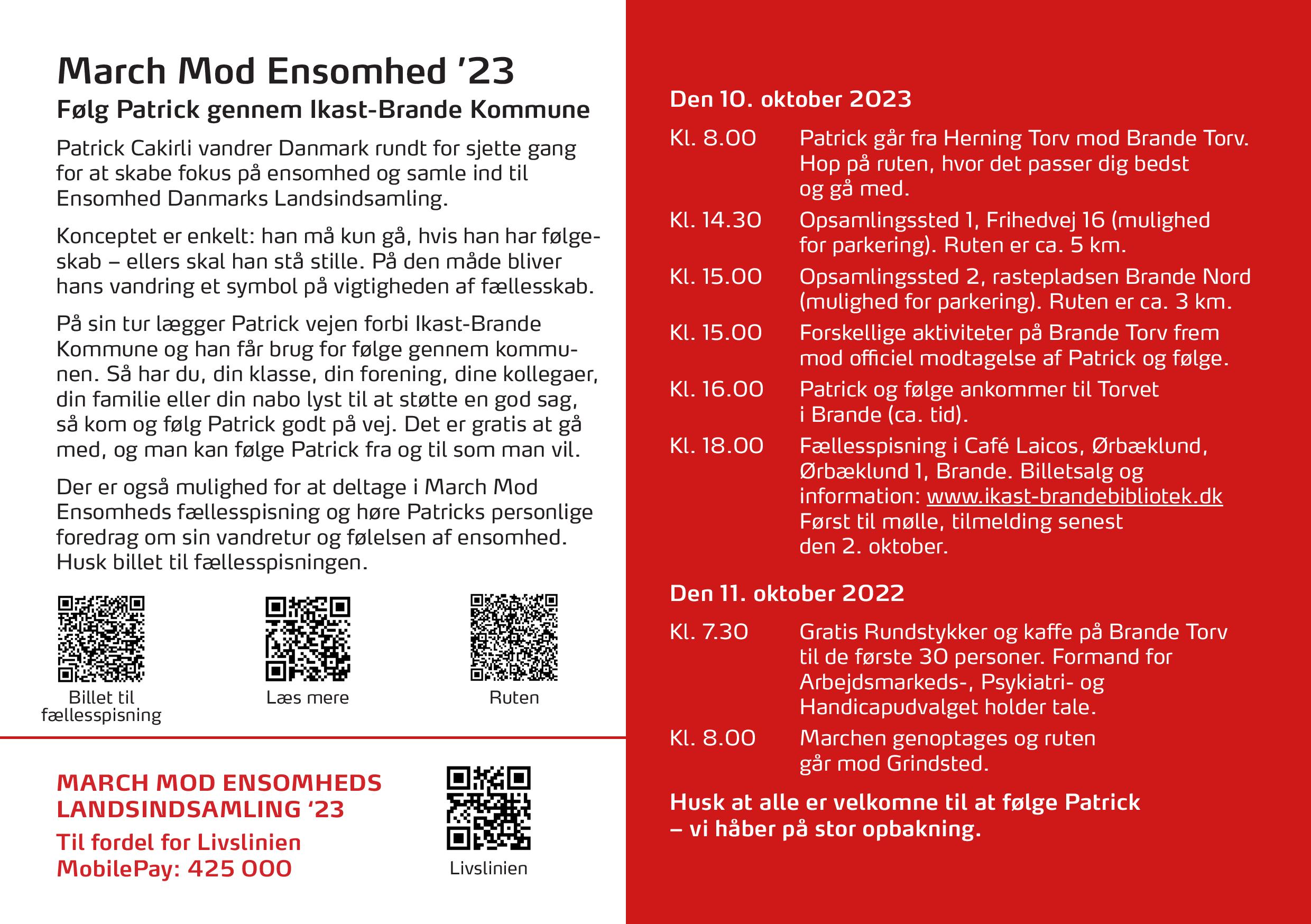 March Mod Ensomhed ´23 – Find mere om ruten og billet til fællesspisningen