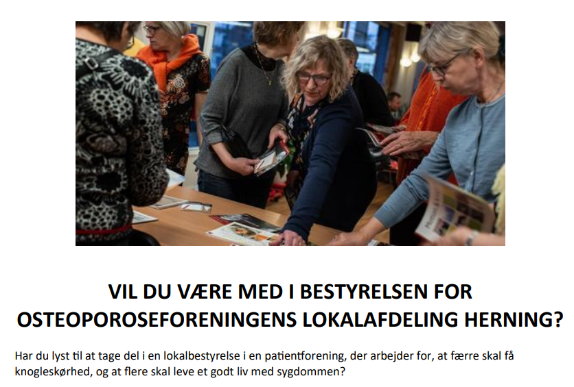 Vil du være medlem i bestyrelsen for osteoporoseforeningens lokalafdeling Herning?